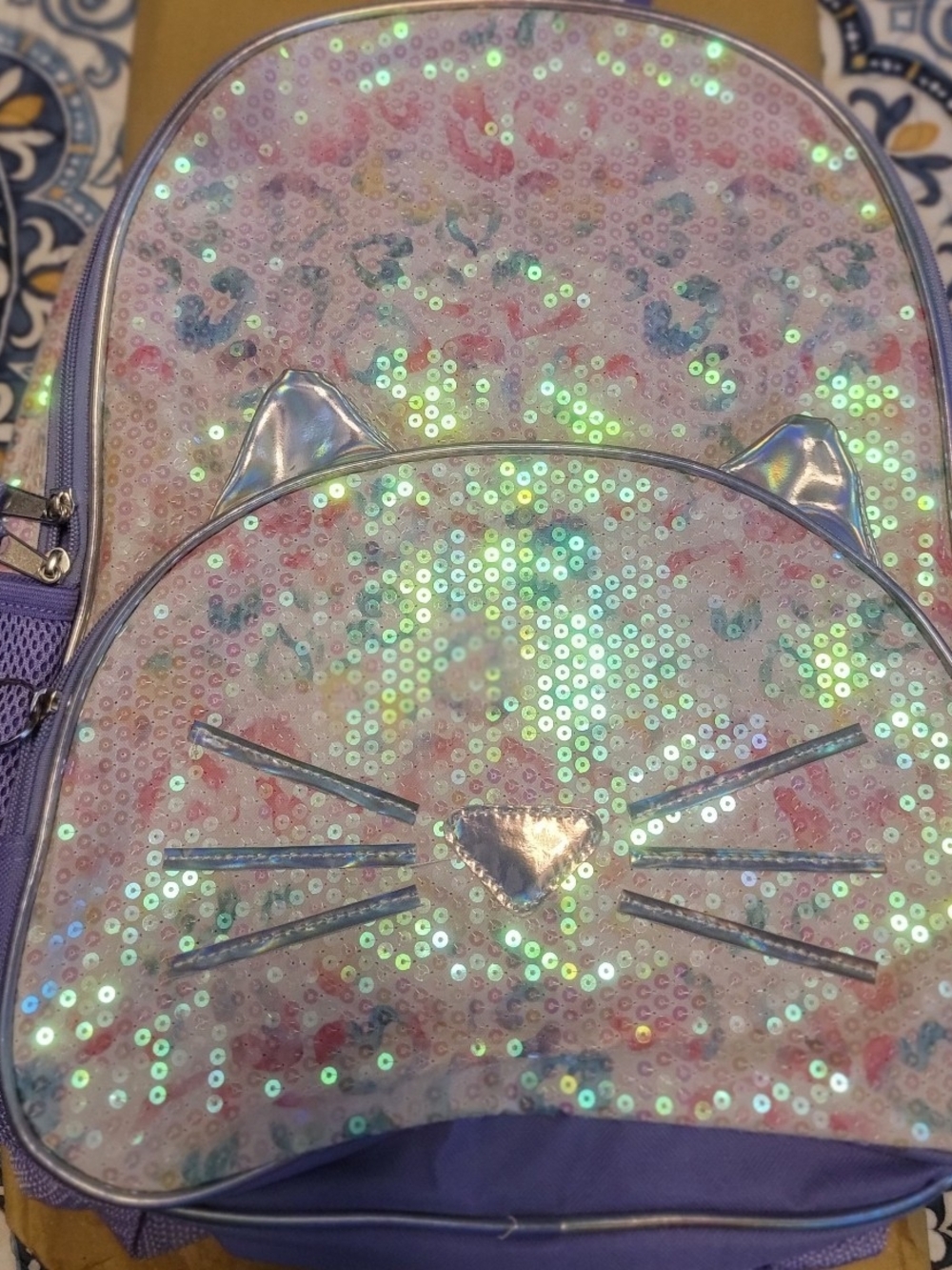 Kohl's Iridescent Sequin Cat Backpack in Pink & Purple